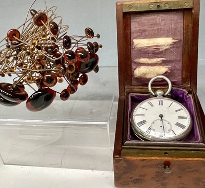 Lot 269 - A continental pocket watch, housed in a burr...