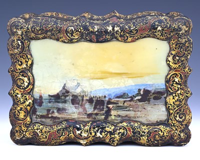 Lot 106 - A Victorian Japanned lacquer and reverse...