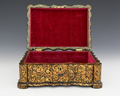 Lot 106 - A Victorian Japanned lacquer and reverse...