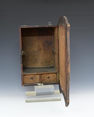 Lot 90 - An Art Nouveau pokerwork wall-mounted smoker's...