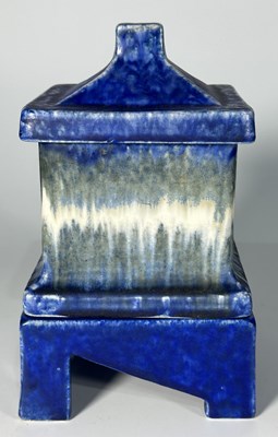 Lot 182 - A crystalline glaze Ruskin square biscuit...