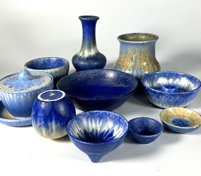 Lot 188 - Ruskin crystalline vessels to include vases,...