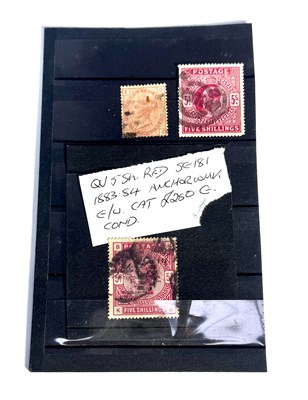 Lot 271 - A QV 5 shilling red used, 1/- orange brown...