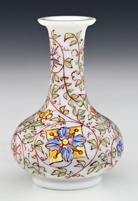 Lot 418 - A Bohemian enamelled opaline glass vase, circa...