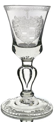 Lot 387 - A Dutch engraved Lauenstein glass armorial...