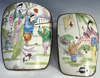 Lot 216 - Two Chinese white metal repousee boxes with...