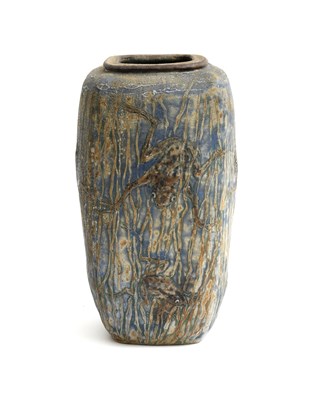 Lot 46 - A tall Martin Brothers stoneware Aquatic Frog...