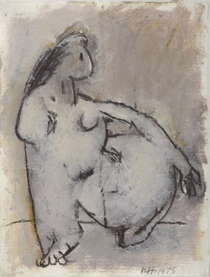 Lot 304 - PH Abstract Figure, 1975 oil on paper, mounted...
