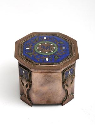 Lot 529 - A copper tea caddy and cover by Effie Anderson,...