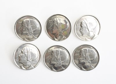 Lot 539 - A set of six William Hutton silver buttons...