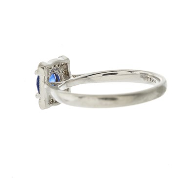 Lot 143 - A platinum sapphire and brilliant-cut diamond...