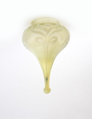 Lot 383 - A vaseline glass teardrop shade, internally...