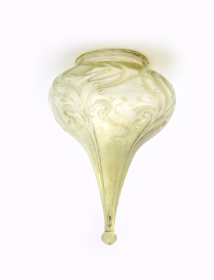 Lot 382 - A vaseline glass teardrop shade, internally...