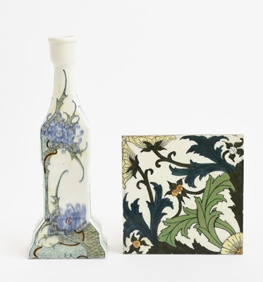 Lot 175 - An Art Nouveau Dutch pottery solifleur vase in...