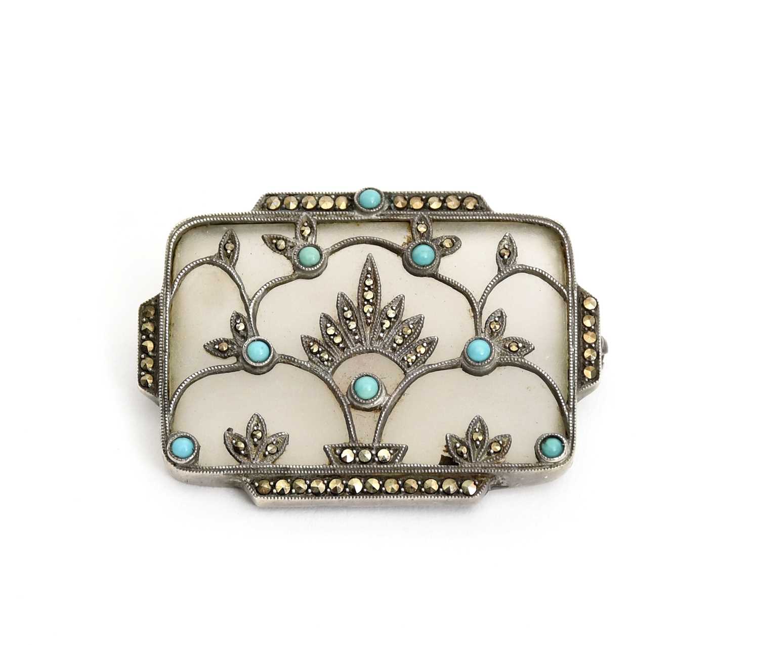 Lot 33 - A Continental Art Deco silver and turquoise...