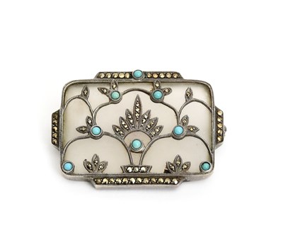 Lot 33 - A Continental Art Deco silver and turquoise...