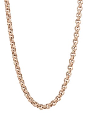 Lot 91 - A 9ct gold belcher-link chain necklace
