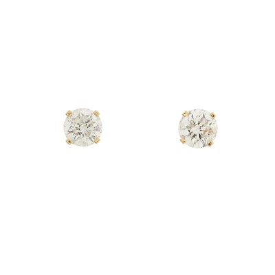 Lot 150 - A pair of 14ct gold brilliant-cut diamond...