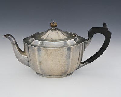 Lot 336 - A George VI silver teapot, by Barker Brothers...