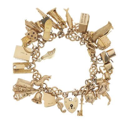 Lot 88 - A 9ct gold charm bracelet