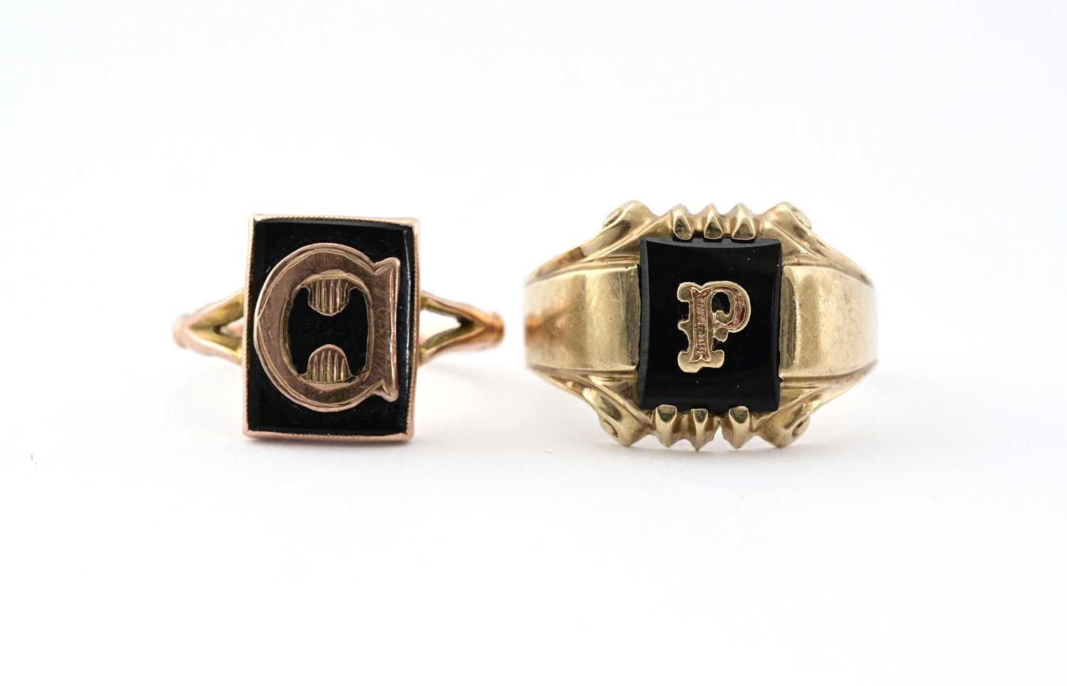 Lot 11 - Two onyx signet rings