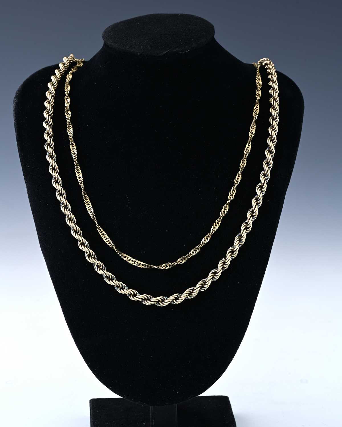 Lot 13 - Two 9ct gold chain necklaces