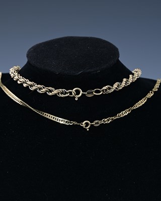 Lot 13 - Two 9ct gold chain necklaces