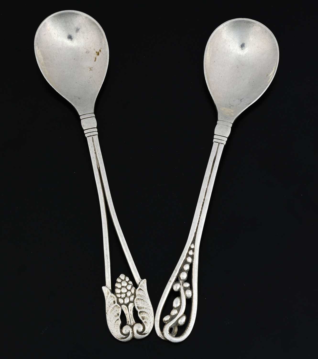 Lot 68 - Georg Jensen, two Skonvirke silver spoons,...