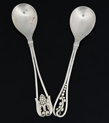 Lot 68 - Georg Jensen, two Skonvirke silver spoons,...