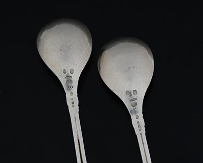 Lot 68 - Georg Jensen, two Skonvirke silver spoons,...