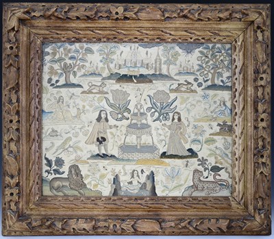 Lot 125 - A 17th-century stumpwork picture, depicting...