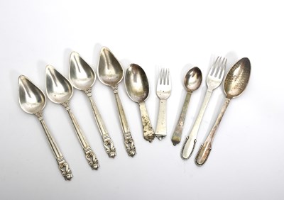 Lot 75 - A Georg Jensen silver Pyramid spoon and fork...