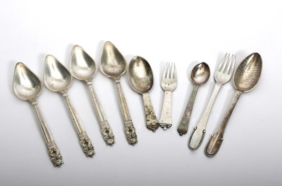 Lot 75 - A Georg Jensen silver Pyramid spoon and fork...