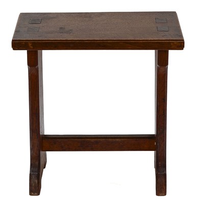 Lot 410 - A small oak table, simple rectangular top on...