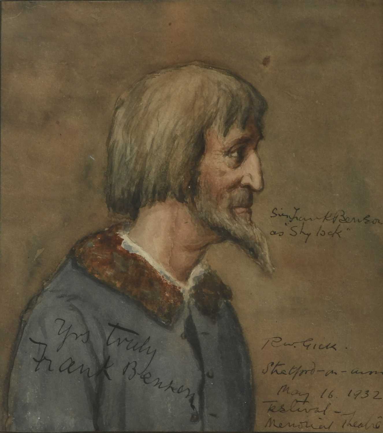 Lot 55 - R W Gick Sir Frank Benson as Shylock, 1932...