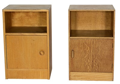 Lot 77 - Two Art Deco oak bedside cabinets, rectangular...