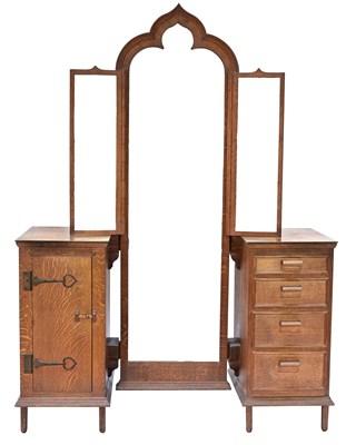 Lot 394 - A unique oak dressing table and stool designed...