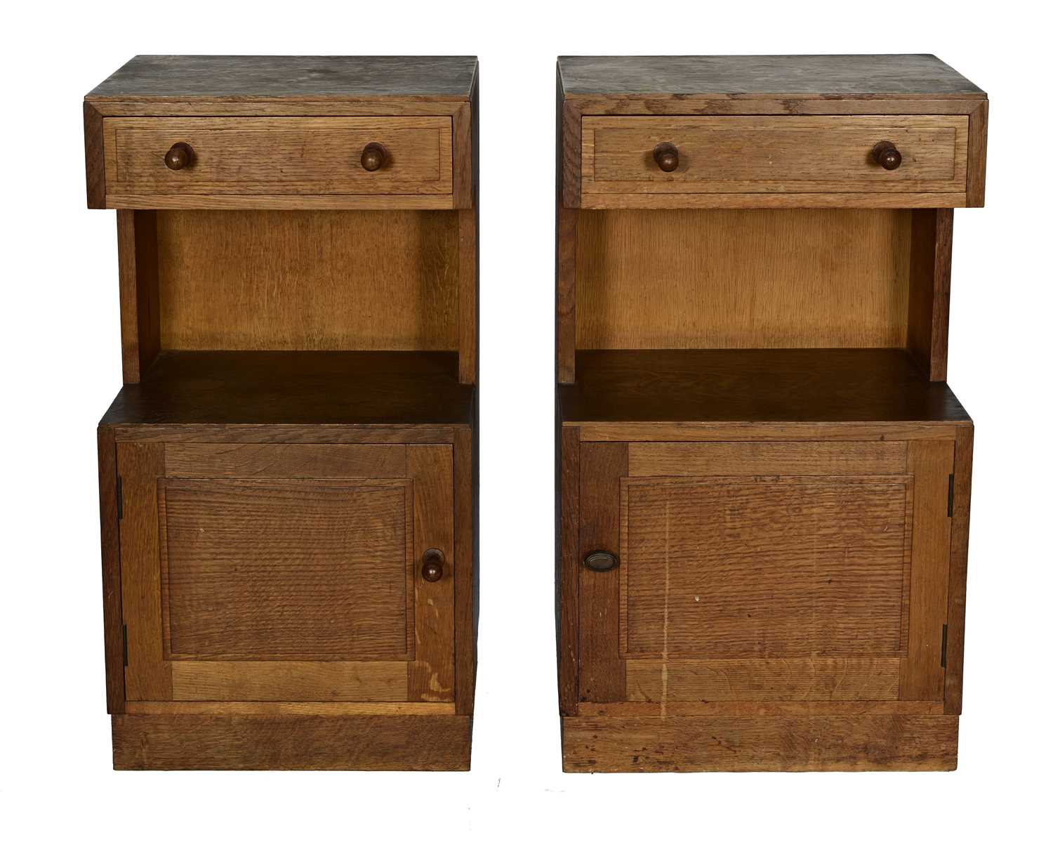 Lot 78 - A pair of Heal's Art Deco oak bedside cabinets,...