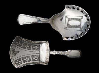 Lot 181 - Two George III silver caddy spoons, both by...