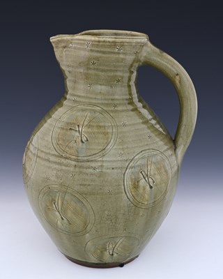 Lot 603 - A large studio pottery jug, bulboud form,...