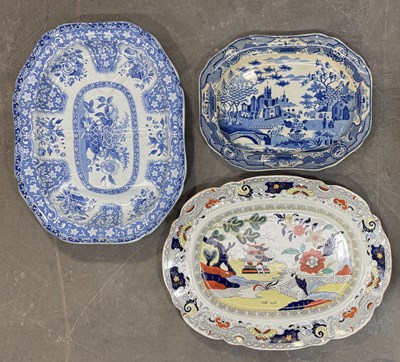 Lot 107 - Two 19th century Spode meat plates, 'Filigree',...