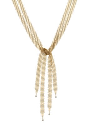 Lot 150 - Elsa Peretti for Tiffany & Co., an 18ct gold diamond mesh scarf necklace