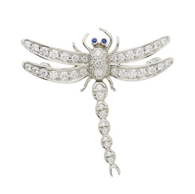 Lot 114 - Tiffany & Co., a platinum diamond dragonfly brooch