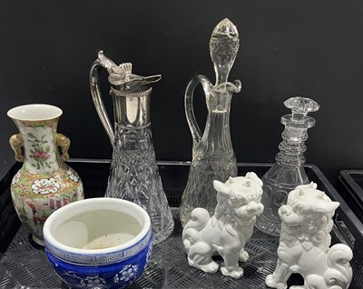 Lot 89 - A collection of glass decanters and ceramics,...