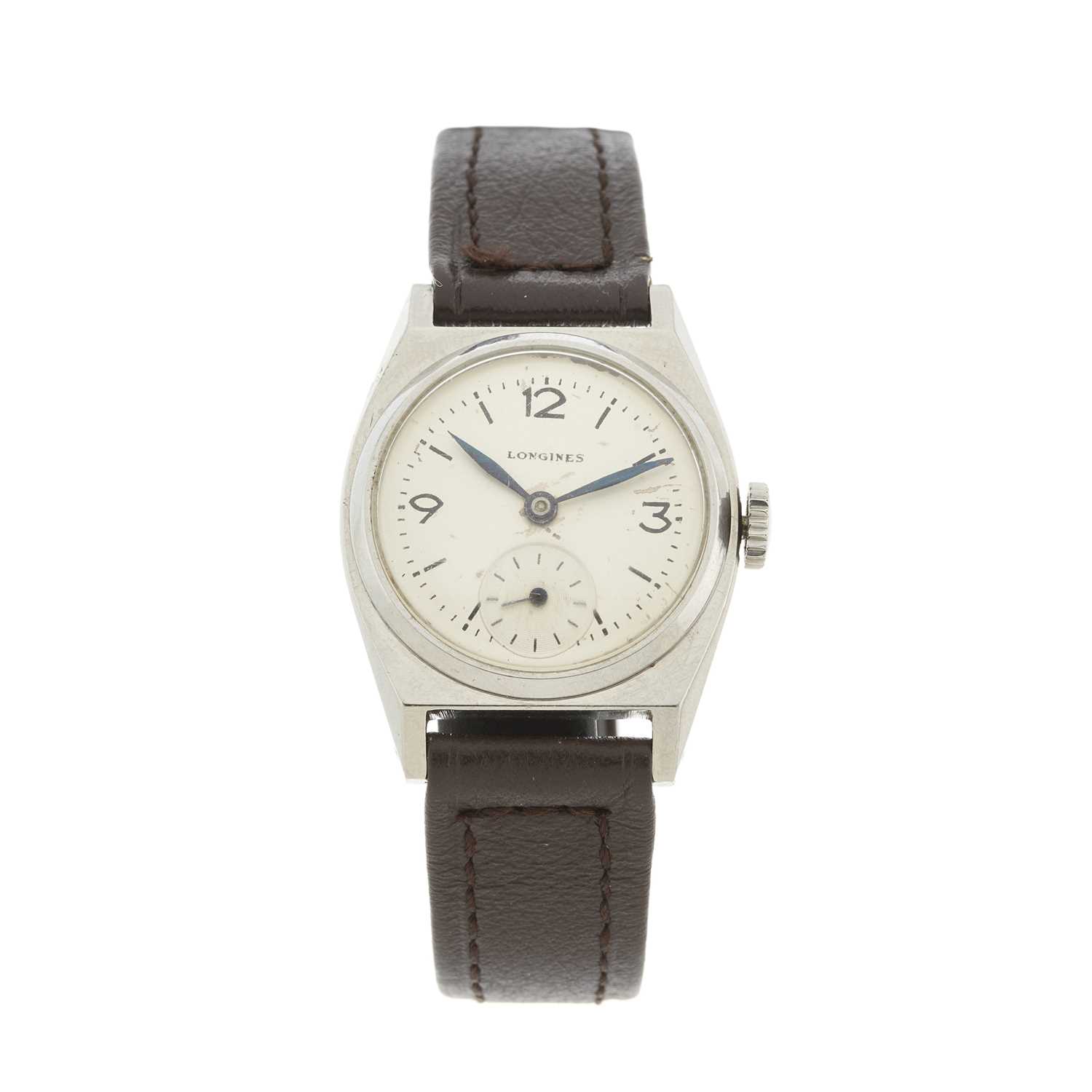 Lot 172 - Longines, an Art Deco stainless steel wrist...