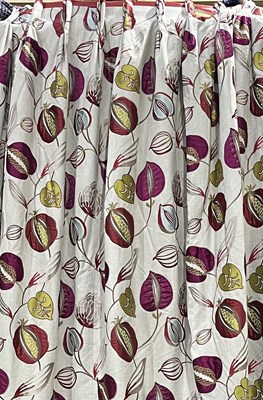 Lot 640 - A pair of curtains, natural/stone coloured...