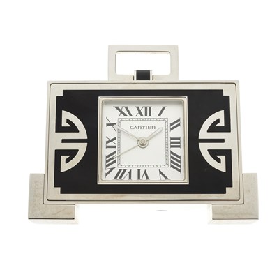 Lot 175 - Cartier, a stainless steel and enamel travel...