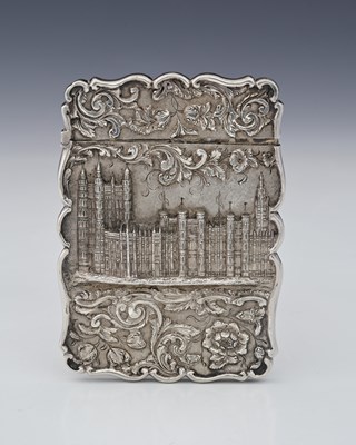 Lot 334 - A Victorian silver castle top card case, by...