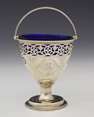 Lot 257 - A George III silver neoclassical sugar basket,...