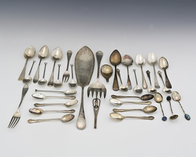 Lot 93 - A group of silver flatware, various dates and...